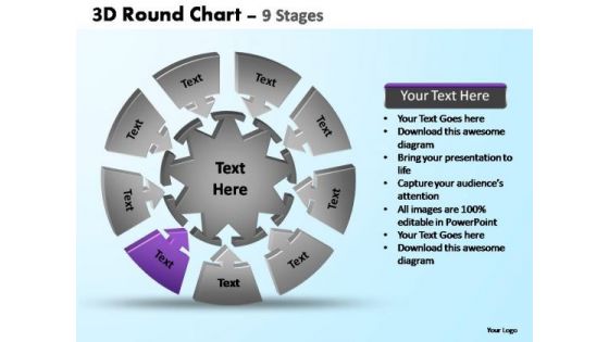 PowerPoint Design Diagram Pie Chart With Arrows Ppt Theme