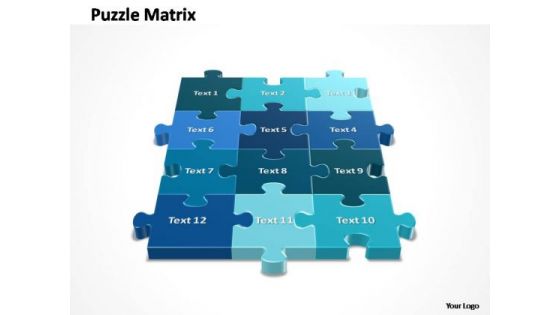 PowerPoint Design Growth 3x4 Rectangular Jigsaw Puzzle Matrix Ppt Slides