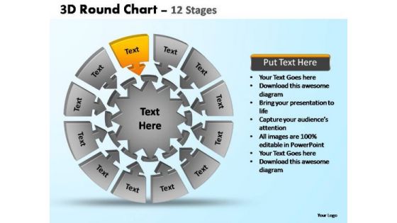 PowerPoint Design Leadership Pie Chart With Arrows Ppt Backgrounds