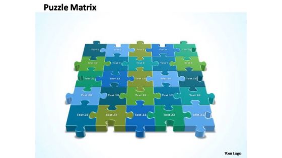 PowerPoint Design Process 5x5 Rectangular Jigsaw Puzzle Matrix Ppt Design