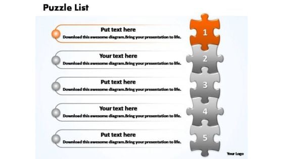 PowerPoint Design Process Business Puzzle List Ppt Presentation