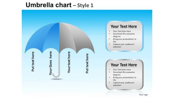 PowerPoint Design Slides Business Strategy Goals Umbrella Chart Ppt Slides