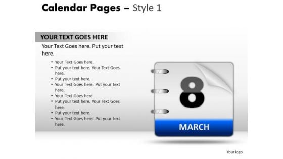 PowerPoint Design Slides Calendar 8 March Chart Ppt Template