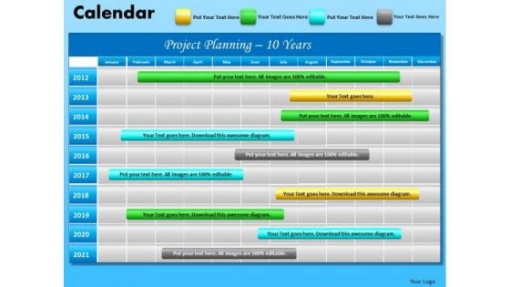 PowerPoint Design Slides Company Growth Blue Calendar 2012 Ppt Process