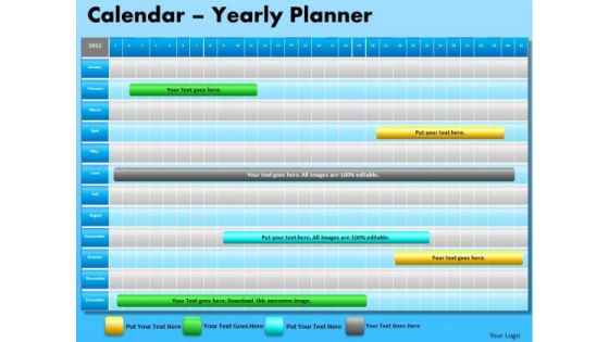 PowerPoint Design Slides Company Strategy Blue Calendar 2012 Ppt Design