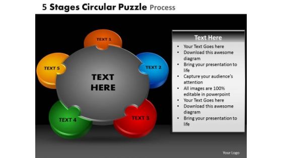 PowerPoint Design Slides Stages Circular Puzzle Teamwork Ppt Templates