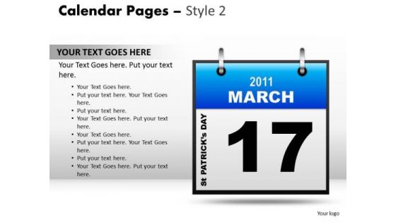 PowerPoint Design Success Calendar 17 March Ppt Layouts