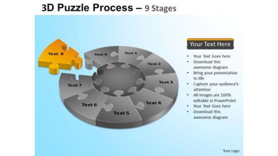 PowerPoint Design Success Puzzle Segment Pie Chart Ppt Template