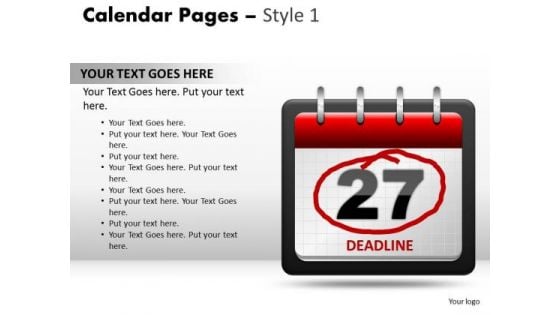 PowerPoint Design Teamwork Calendar 27 Deadline Ppt Slides