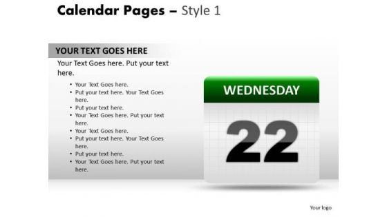 PowerPoint Designs Calendar 22 Wednesday Leadership Ppt Design Slides