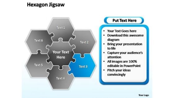 PowerPoint Designs Editable Hexagon Jigsaw Ppt Template