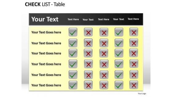 PowerPoint Designs Education Check List Table Ppt Layout