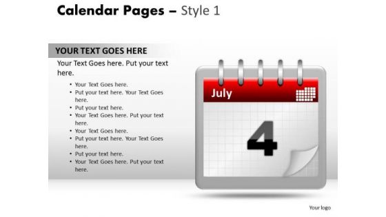 PowerPoint Designs Growth Calendar 4 July Ppt Theme