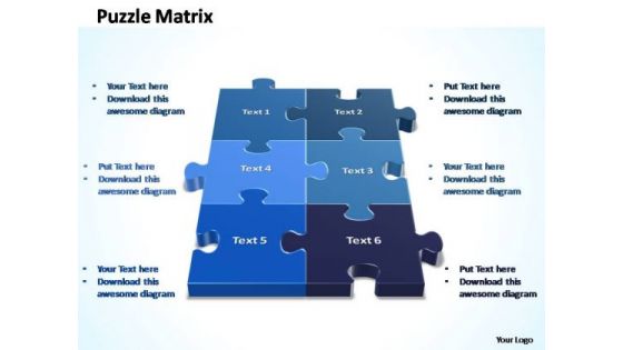 PowerPoint Designs Teamwork 2x3 Rectangular Jigsaw Puzzle Matrix Ppt Slide