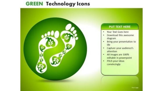 PowerPoint Environmentally Responsible Green Footprints Ppt Templates