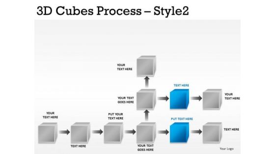 PowerPoint Flowchart Diagram With 3d Cubes Editable Ppt Slides