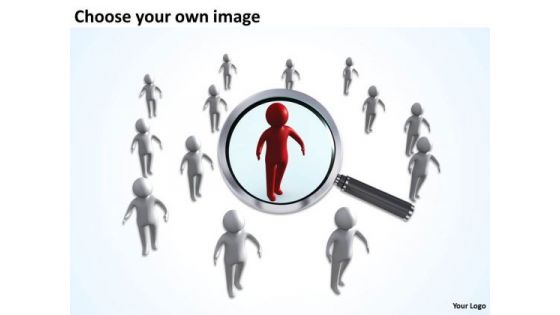 PowerPoint For Business 3d Man With Render Of Humans Under Magnifying Templates