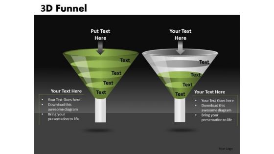 PowerPoint Funnel Diagram Comparison Slides Ppt Templates