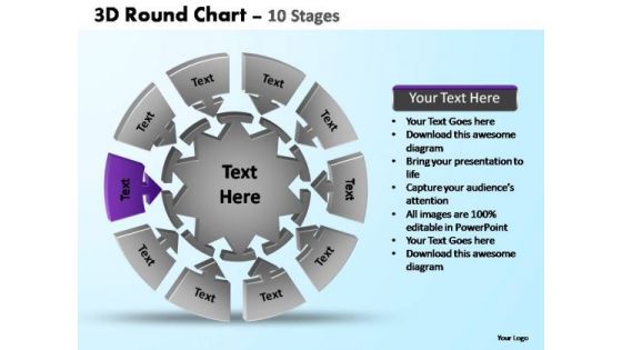 PowerPoint Layout Chart Pie Chart With Arrows Ppt Presentation Designs