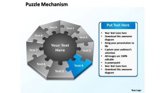 PowerPoint Layout Chart Puzzle Mechanism Ppt Slide