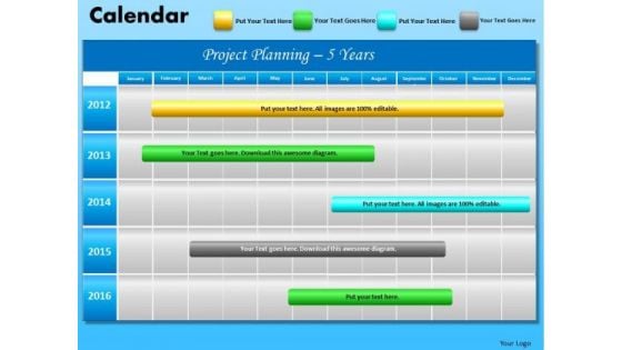 PowerPoint Layout Executive Education Blue Calendar 2012 Ppt Themes