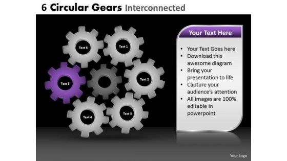 PowerPoint Layout Graphic Circular Gears Ppt Slide