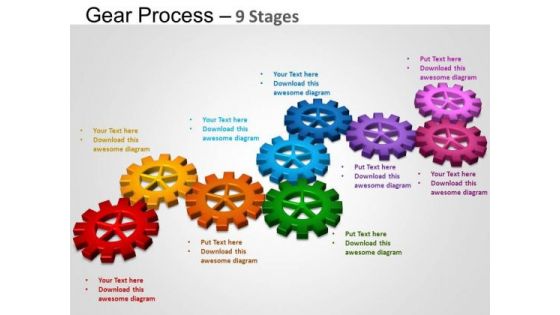 PowerPoint Layout Graphic Gears Process Ppt Slides