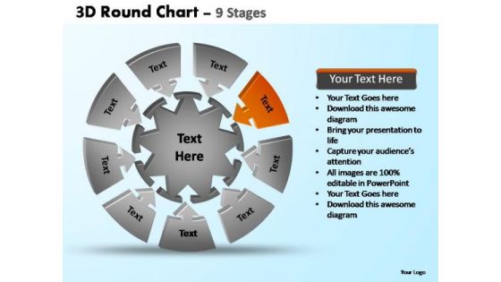 PowerPoint Layout Growth Pie Chart With Arrows Ppt Design