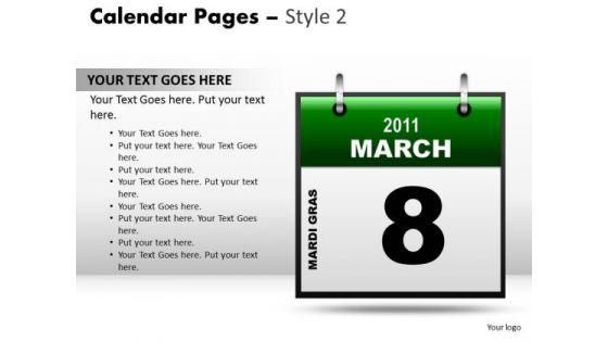 PowerPoint Layout Strategy Calendar 8 March Ppt Process