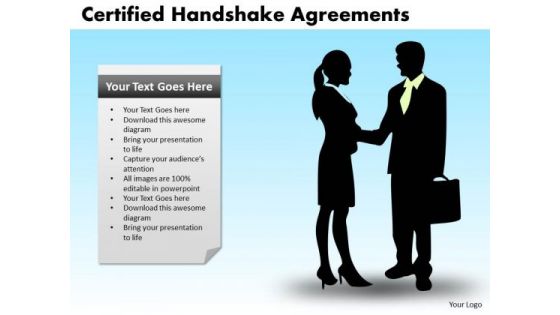 PowerPoint Layout Teamwork Certified Handshake Ppt Slidelayout