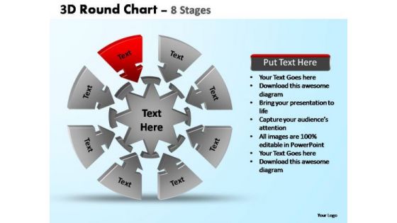 PowerPoint Layouts Leadership Pie Chart With Arrows Ppt Design