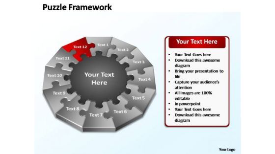 PowerPoint Layouts Leadership Puzzle Framework Ppt Design Slides
