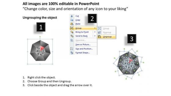 PowerPoint Layouts Strategy Hexagon Pie Chart Ppt Template