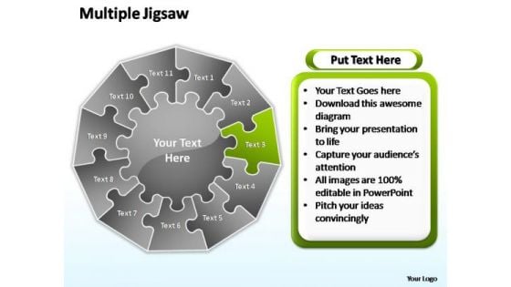 PowerPoint Layouts Strategy Multiple Jigsaw Ppt Design Slides