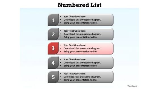 PowerPoint Layouts Strategy Numbered List Ppt Designs