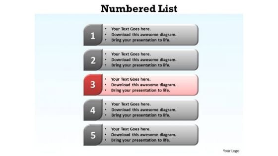PowerPoint Layouts Strategy Numbered List Ppt Designs