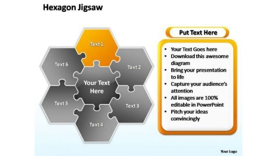 PowerPoint Layouts Teamwork Hexagon Jigsaw Ppt Slide