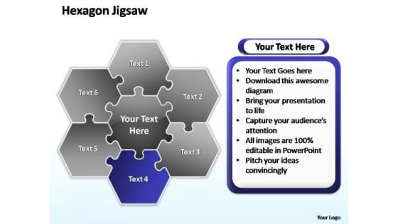 PowerPoint Presentation Chart Hexagon Jigsaw Ppt Backgrounds