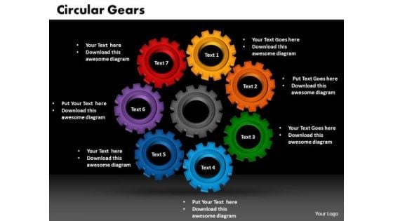 PowerPoint Presentation Circular Gears Growth Ppt Theme