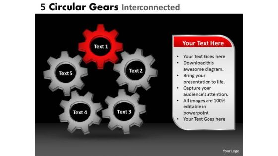 PowerPoint Presentation Circular Gears Leadership Ppt Design Slides