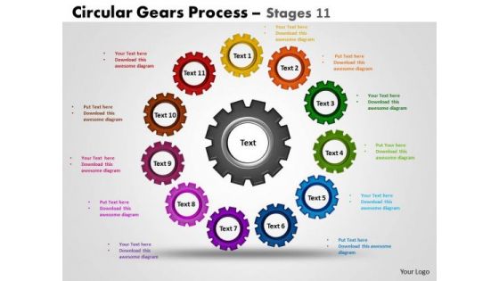 PowerPoint Presentation Designs Strategy Circular Gears Ppt Process