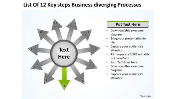 PowerPoint Presentation Diverging Processes Circular Flow Layout Network Slides