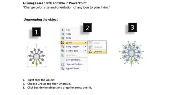PowerPoint Presentation Diverging Processes Circular Flow Layout Network Slides