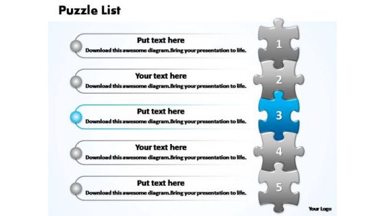 PowerPoint Presentation Editable Business Puzzle List Ppt Slide