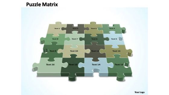 PowerPoint Presentation Success 4x4 Rectangular Jigsaw Puzzle Matrix Ppt Slides