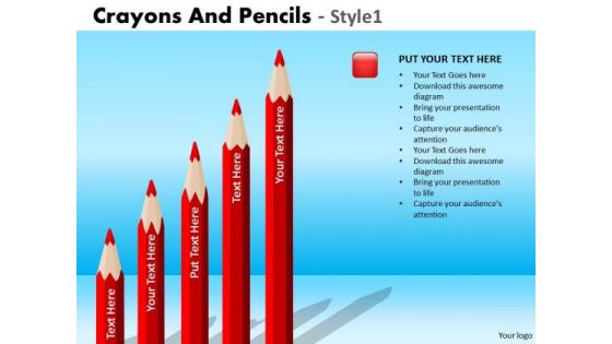 PowerPoint Process Business Education Crayons And Pencils Ppt Layout