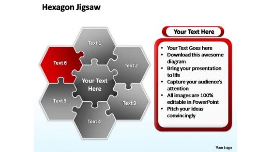 PowerPoint Process Chart Hexagon Jigsaw Ppt Presentation Designs