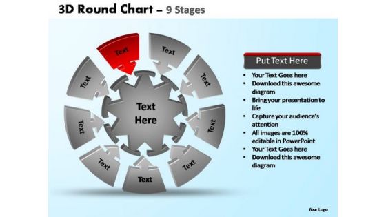 PowerPoint Process Chart Pie Chart With Arrows Ppt Design Slides