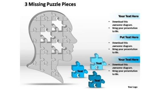 PowerPoint Process Company Missing Puzzle Pieces Brain Ppt Designs