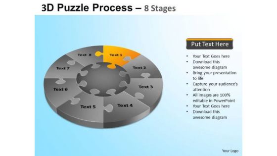 PowerPoint Process Corporate Success Puzzle Segment Pie Chartppt Slide